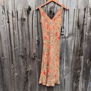 Jones New York Signature 100% Silk Sleeveless Dress Size 4P Paisley Floral Print